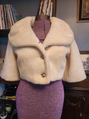 Cream Bollero Faux Fur Jacket